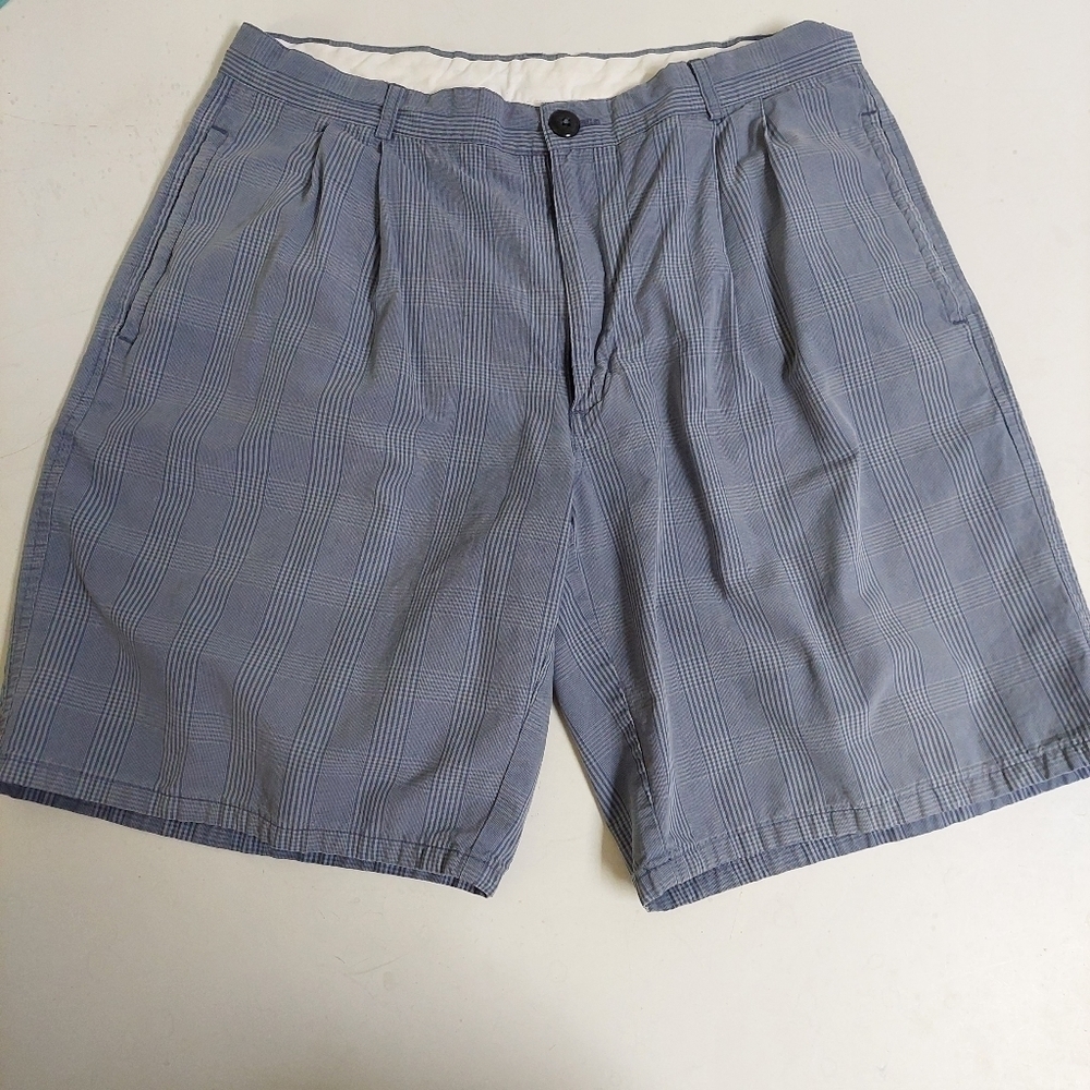Nike Golf Shorts Blue Men's Size 34 Plaid Golfing‎ Activewear Comfort Front Zip